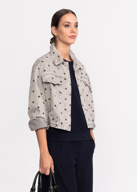 Geaca denim cu imprimeu buline 68777