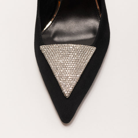 Pantofi stiletto cu accesoriu stralucitor in forma triunghiulara