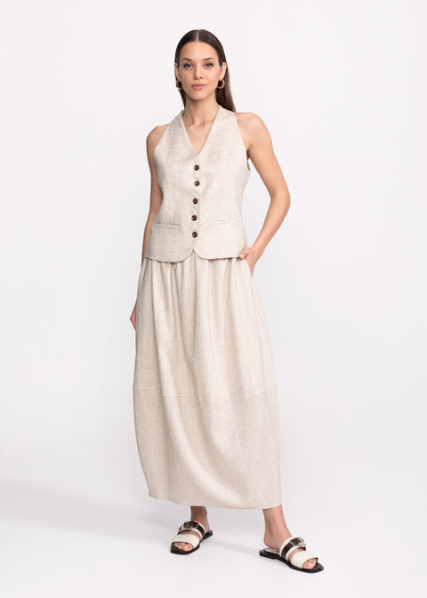 Linen Set with Vest and Maxi Skirt