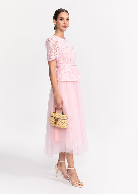 Rochie Midi eleganta din dantela si tulle