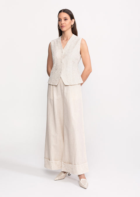 Linen Embroidered Suit