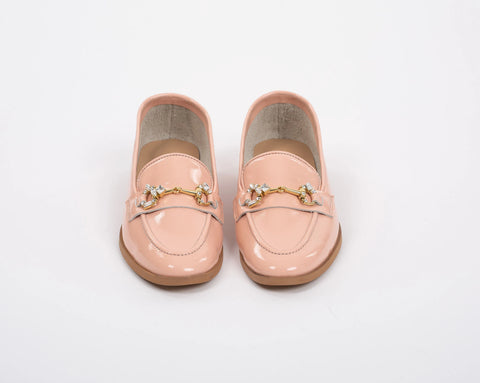 Pantofi din piele lăcuită cu accesoriu de cristal