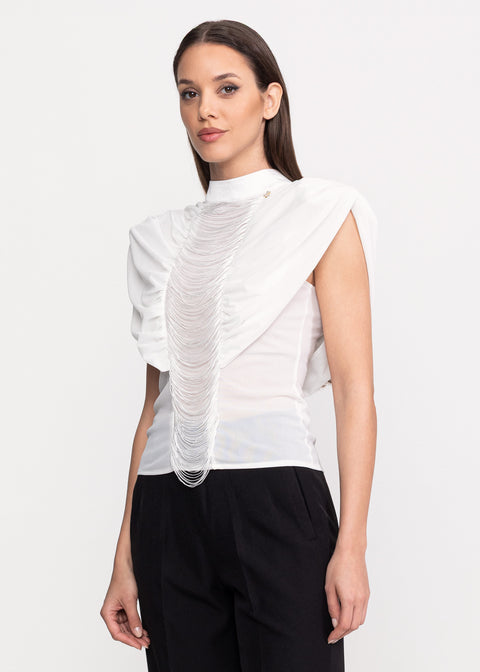 Top elegant cu drapaje