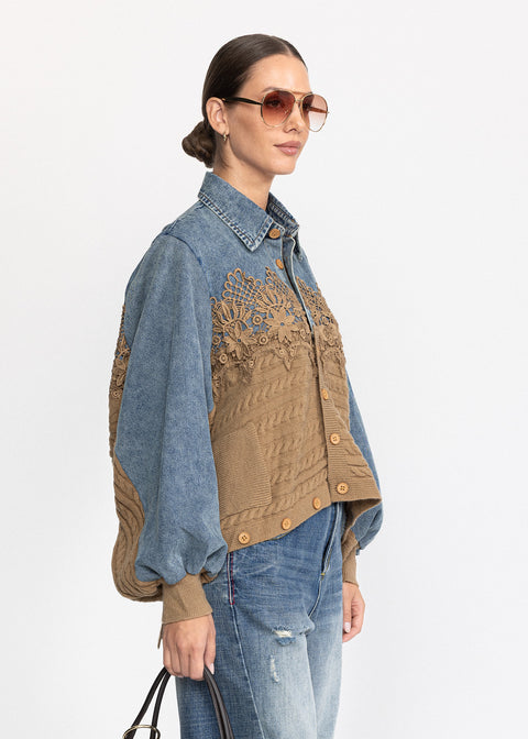 Camasa Denim si Tricot