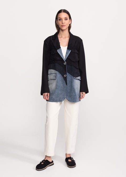 Sacou cu insertii denim