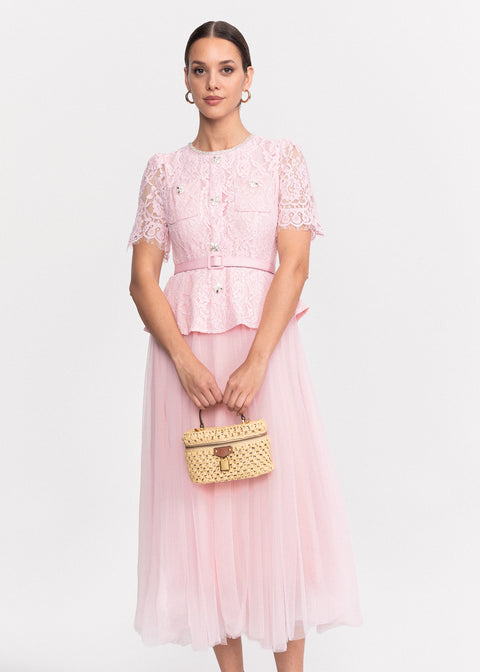 Rochie Midi eleganta din dantela si tulle