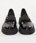 Pantofi din piele lăcuită naturală cu accesoriu cristal