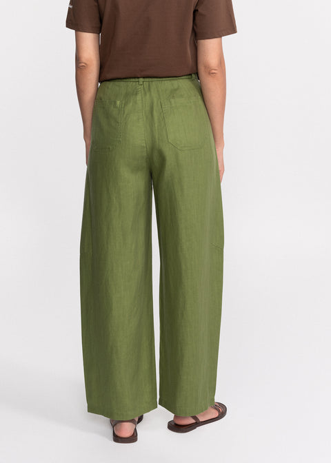 Pantaloni din material usor cu talie inalta