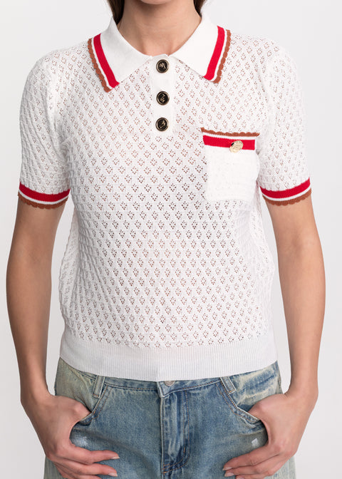 Open-Knit Top with Contrast Details
