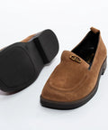 Loafers camel cu detaliu metalic - Annalafaet