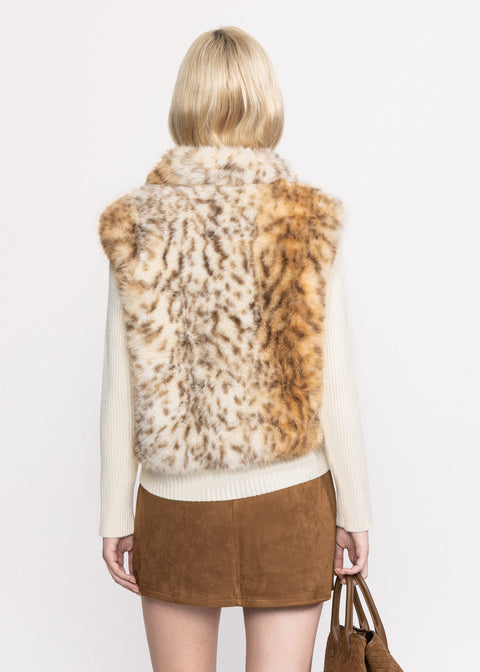 Cardigan elegant cu blana ecologica voluminoasa
