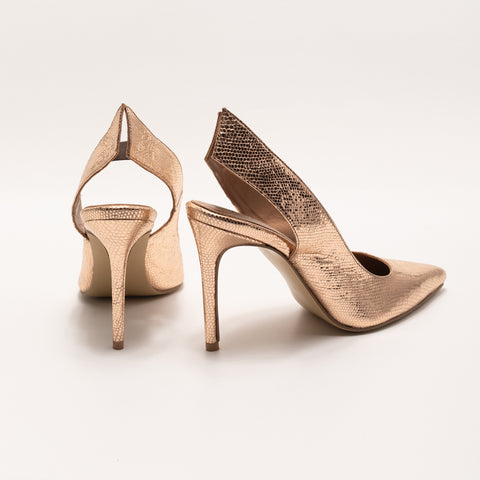 Pantofi stiletto din piele gold bronze