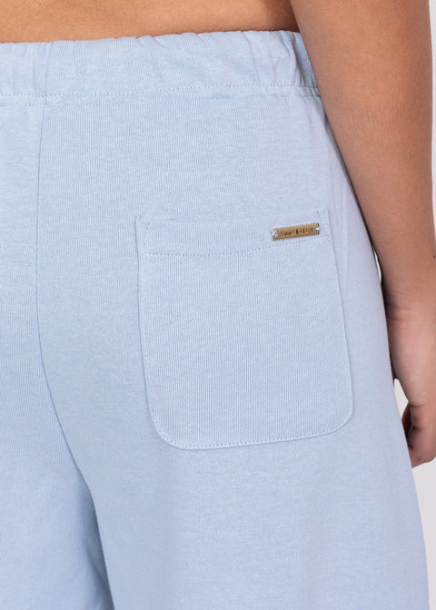 Pantaloni din bumbac cu talie elastica si snur decorat cu margele 8507