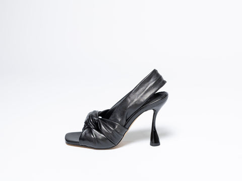 Heeled Sandals with Decorative Knot