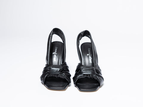 Heeled Sandals with Decorative Knot