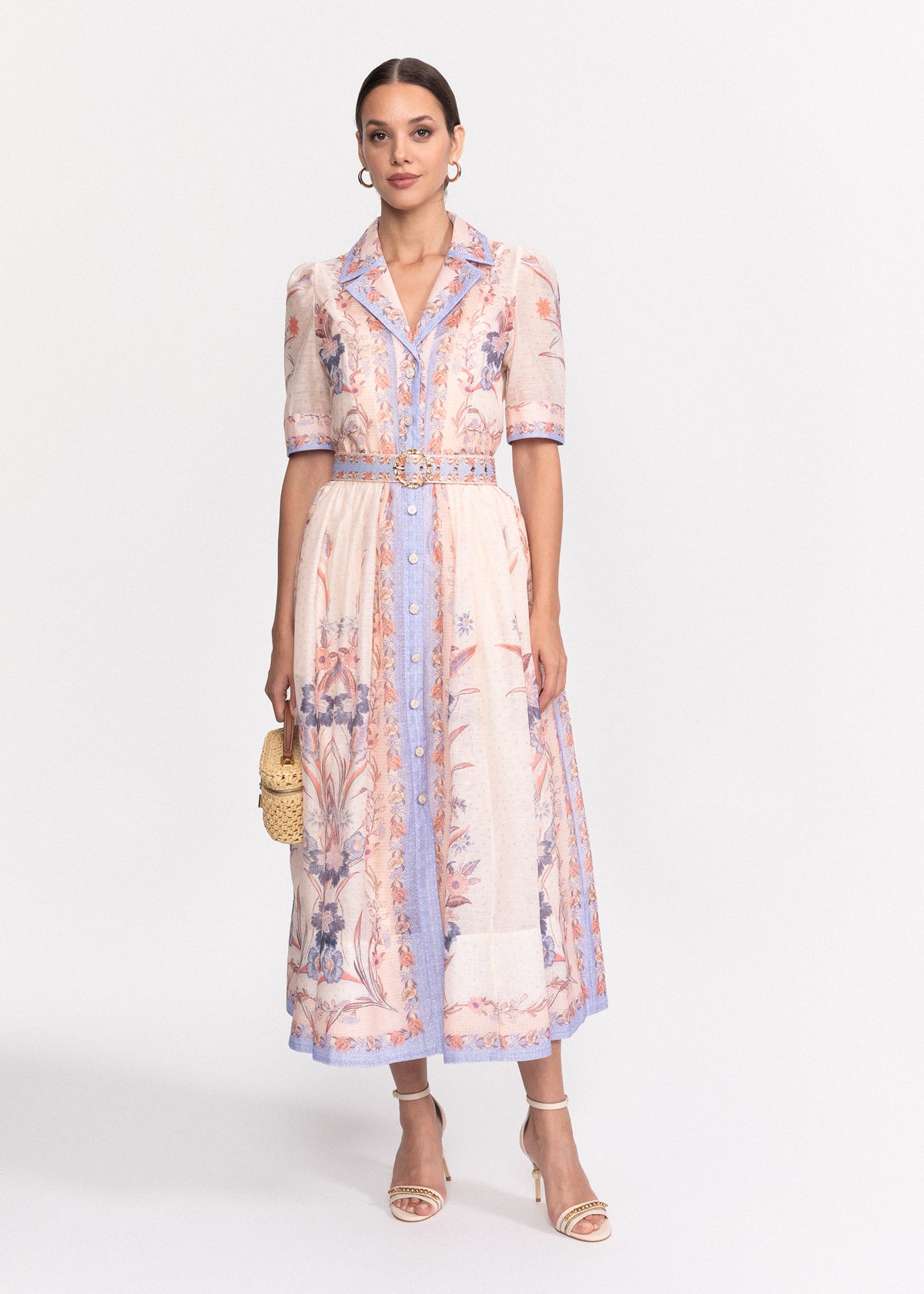 Rochie Midi cu guler clasic si maneci scurte