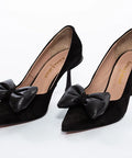 Pantofi stiletto negri cu fundă elegantă - Annalafaet