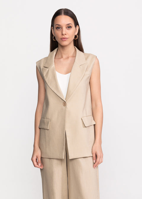 Linen Set with Vest and Wide-Leg Trousers