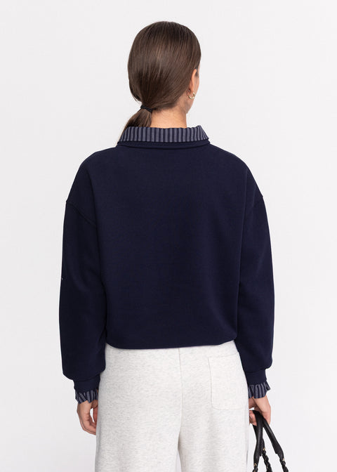 Bluza din bumbac cu guler clasic si fermoar 86810