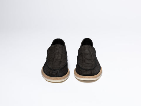 Croc-Textured Leather Loafers