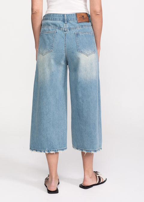 Wide-Leg Culotte Jeans with Vintage Look