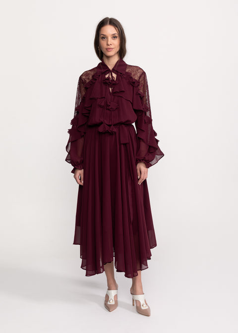 Rochie fluida cu volane