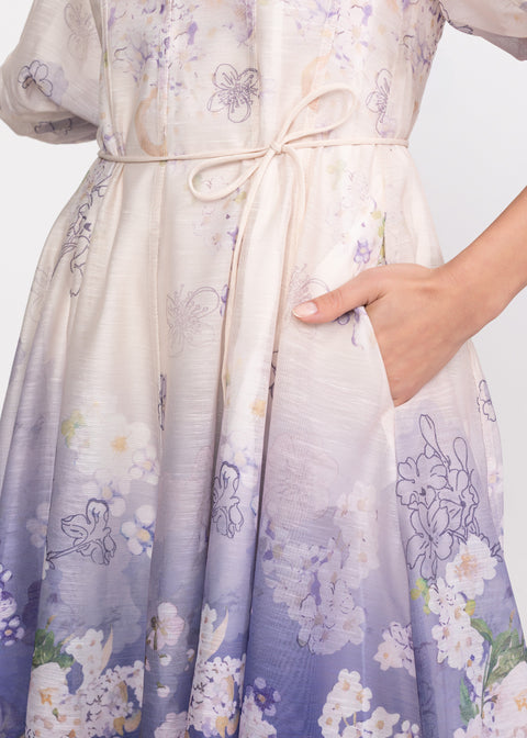 Rochie Midi cu maneci bufante
