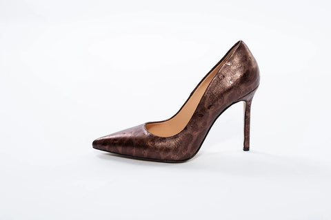 Pantofi stiletto din piele cu model animal print și vârf ascuțit