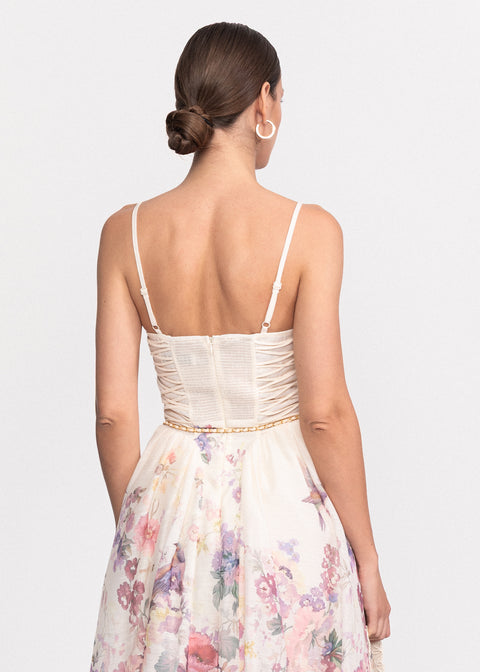 Rochie Midi cu imprimeu floral si bretele subtiri