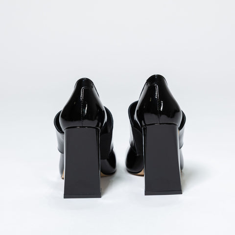 Patent Leather Heels with Block Heel and Strap