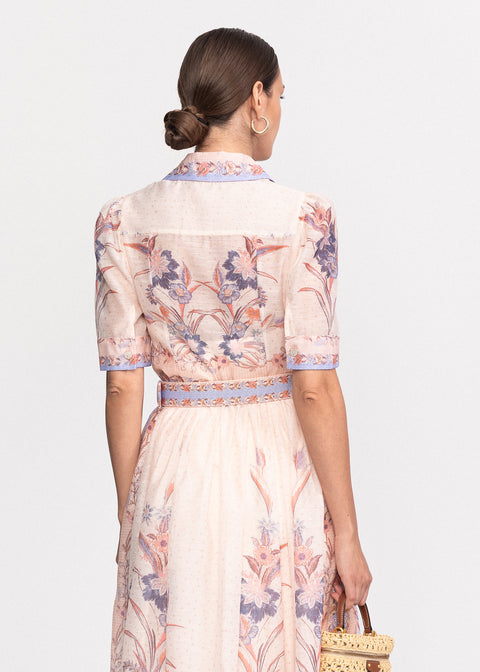 Rochie Midi cu guler clasic si maneci scurte