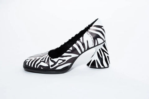 Pantofi din piele naturala,imitatie zebra