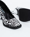 Pantofi din piele naturala,imitatie zebra