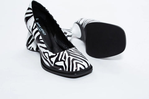 Pantofi din piele naturala,imitatie zebra