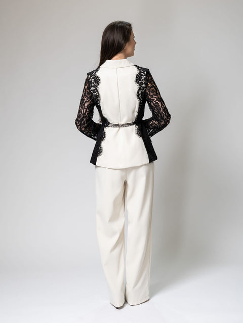 Elegant Embroidered Lace Suit Set