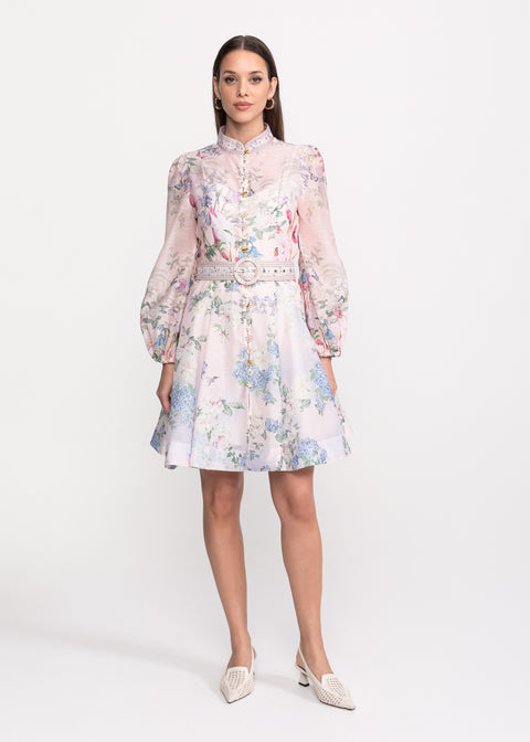 Rochie cu imprimeu floral si curea in talie