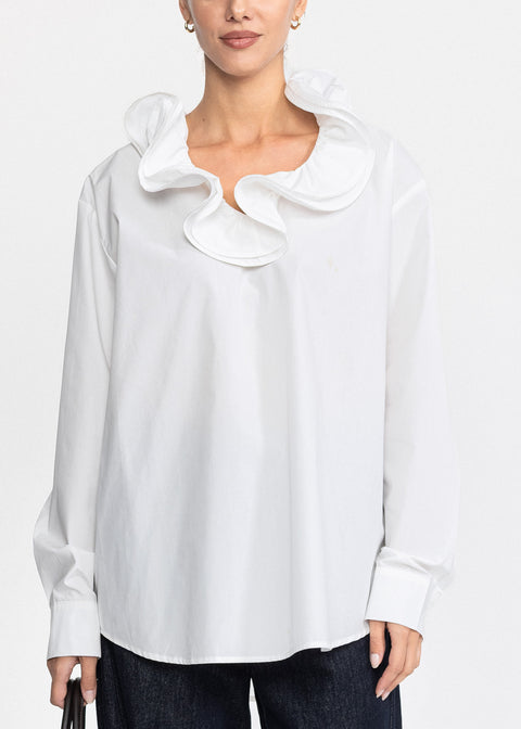 Elegant Shirt with a Wide Collar 1106