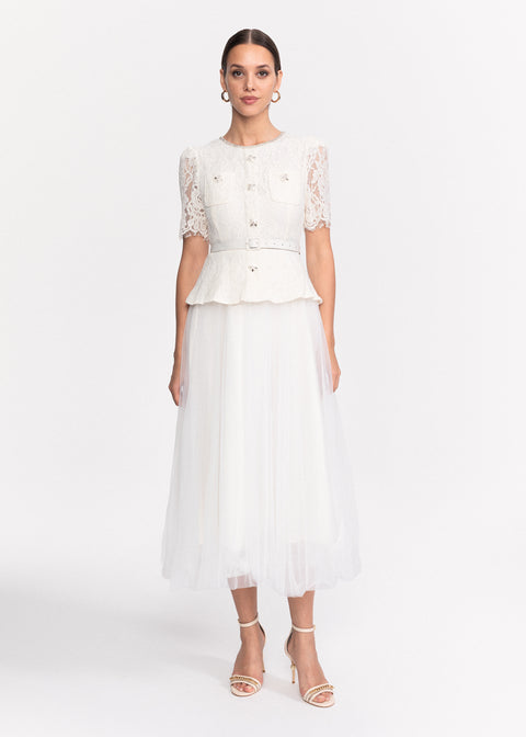 Rochie Midi eleganta din dantela si tulle
