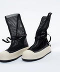 Ghete din piele in combinatie cu plasa