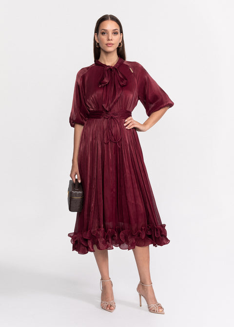 Rochie Midi din material vaporos cu croiala fluida