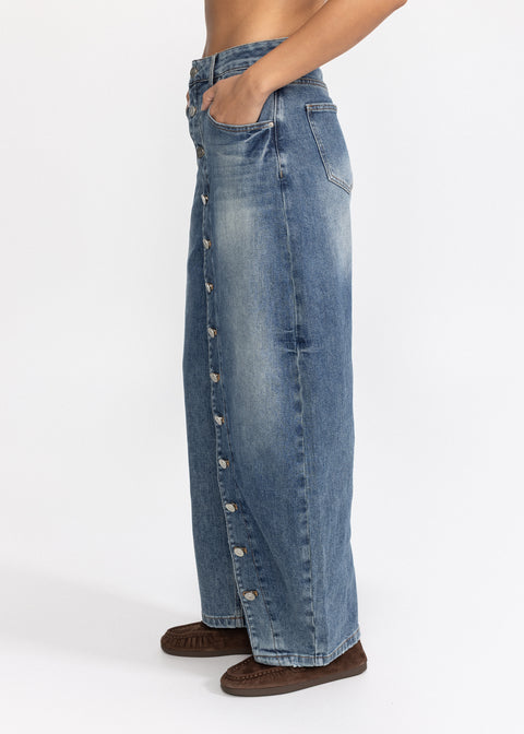 Blugi din denimn cu capse
