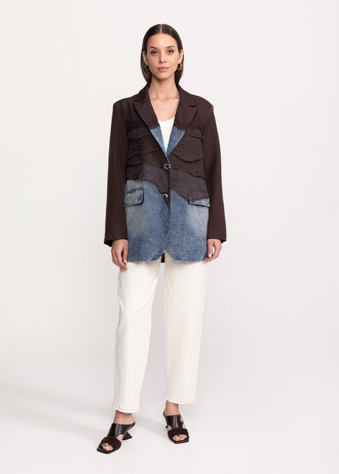 Sacou cu insertii denim