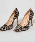 Pantofi din piele leopard cu cristale negre și argintii
