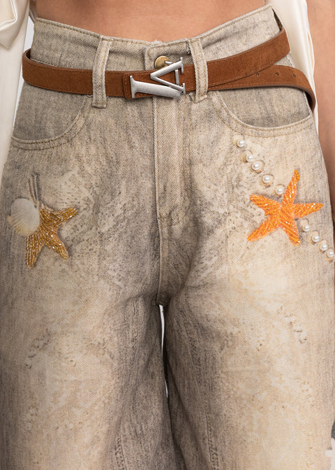 Blugi din denim trei sferturi