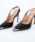 Pantofi verde lac cu vârf metalic auriu și toc subțire de 10 cm – eleganță distinctă AnnaLaFaet