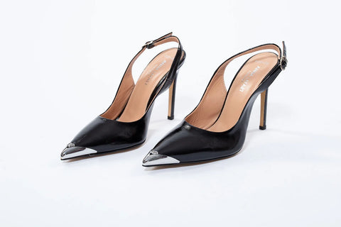 Pantofi verde lac cu vârf metalic auriu și toc subțire de 10 cm – eleganță distinctă AnnaLaFaet