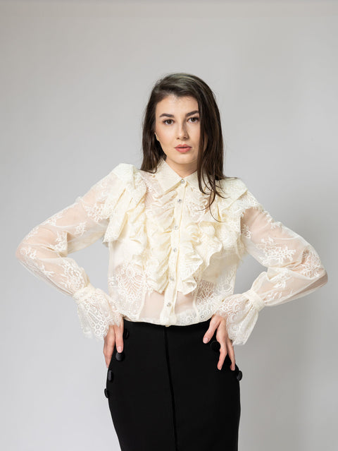 Lace Blouse with Ruffles