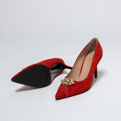 Stiletto Pumps with Decorative Brooch