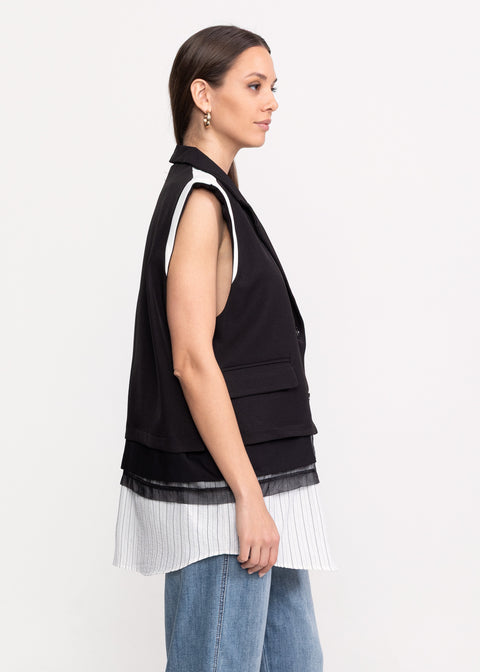 Oversized Vest with Pleated Inserts