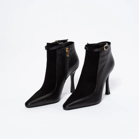 Botine Duet de Texturi din Piele Naturală și Suede